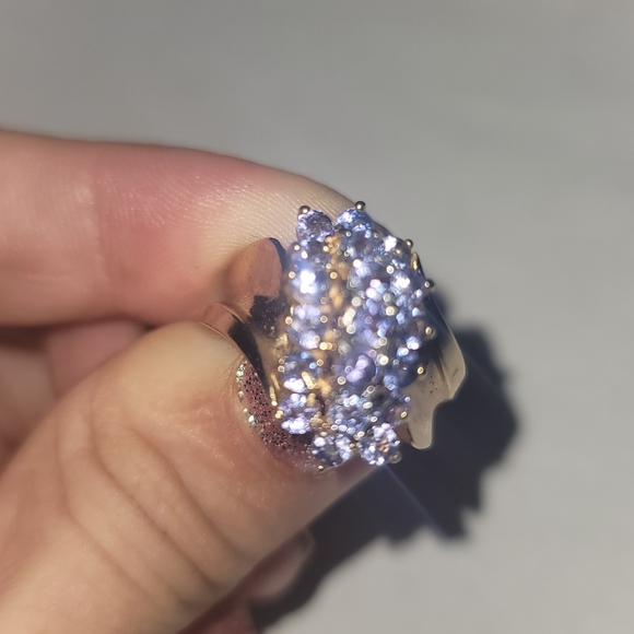 Real Vintage Tanzinite Cluster Ring 10k 1ctWeight Tanzinite Size 5 - Picture 4 of 16
